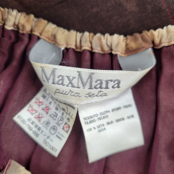 MaxMara Abstract Print Halter Neck Maxi Dress Burgundy Size 6 - Picture 4 of 4